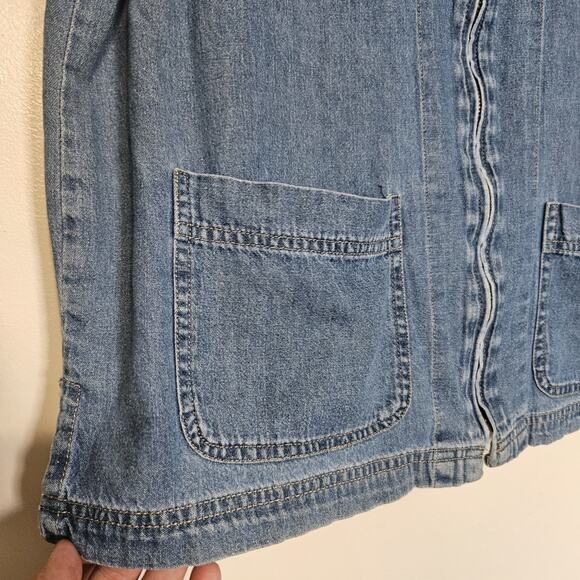 Vtg Bill Blass Denim Shirt Womens L Blue Zip Up 90s Cottagecore Minimalist Boho - Picture 3 of 8